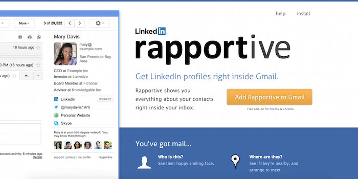 Rapportive - 100 social media tools